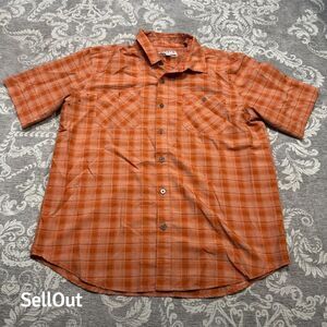 Orvis Men's Orange Plaid Short Sleeve Button-Up Shirt Size L Casual